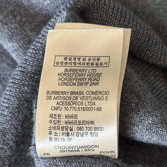 Burberry Brit Men's 100% Wool V-Neck Sweater Dark Gray Size XL - Picture 8 of 10